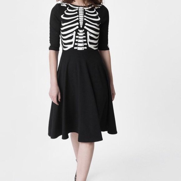 Unique Vintage Black Skeleton Bones Graves Swing D - Picture 3 of 7